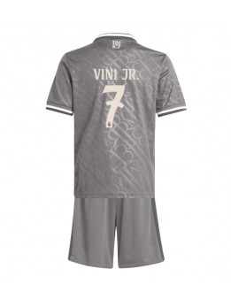 Real Madrid Vinicius Junior #7 Ausweichtrikot für Kinder 2024-25 Kurzarm (+ Kurze Hosen)